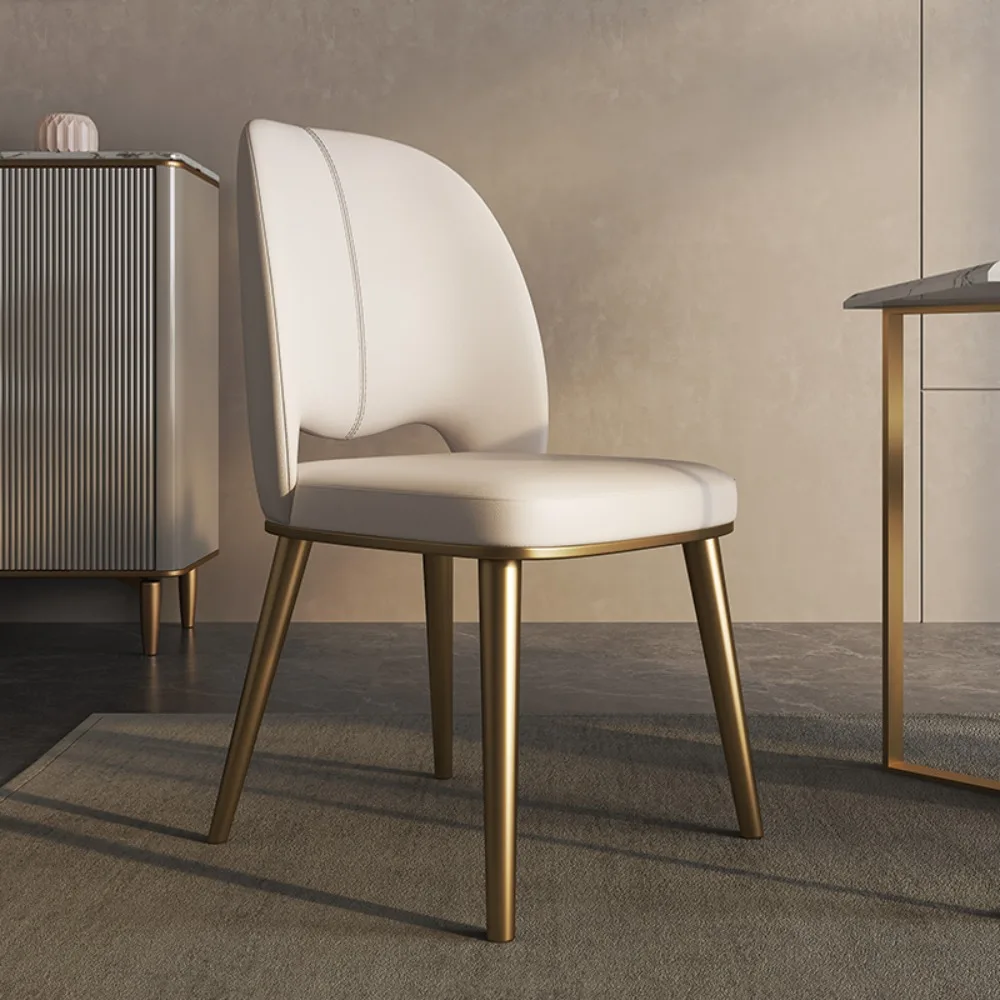 

All-leather dining chair household small apartment light luxury stainless steel dining table chair stool first layer cowhide