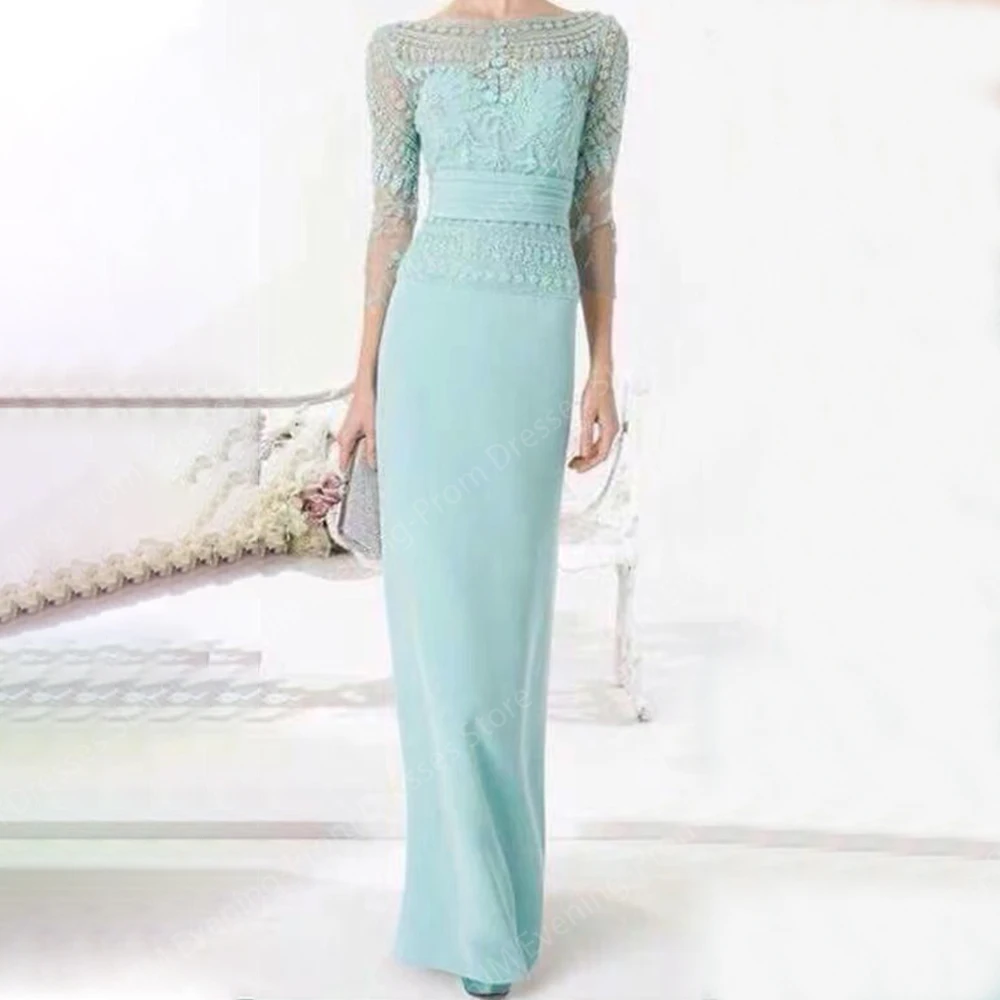 Long Elegant Mother of the Bride Dresses Boat-Neck Floor-Length Mermaid Wedding Guest Party Evening Gala Dress for Women 2024