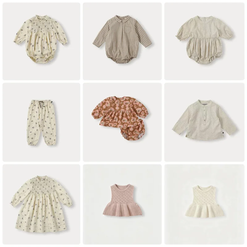 Pre-sale 2026 BEN Baby Girls Clothes NEW Autumn Baby Boys Shirts Kids Rompers Print Shirts and Pants Girls Winter Smocking Dress