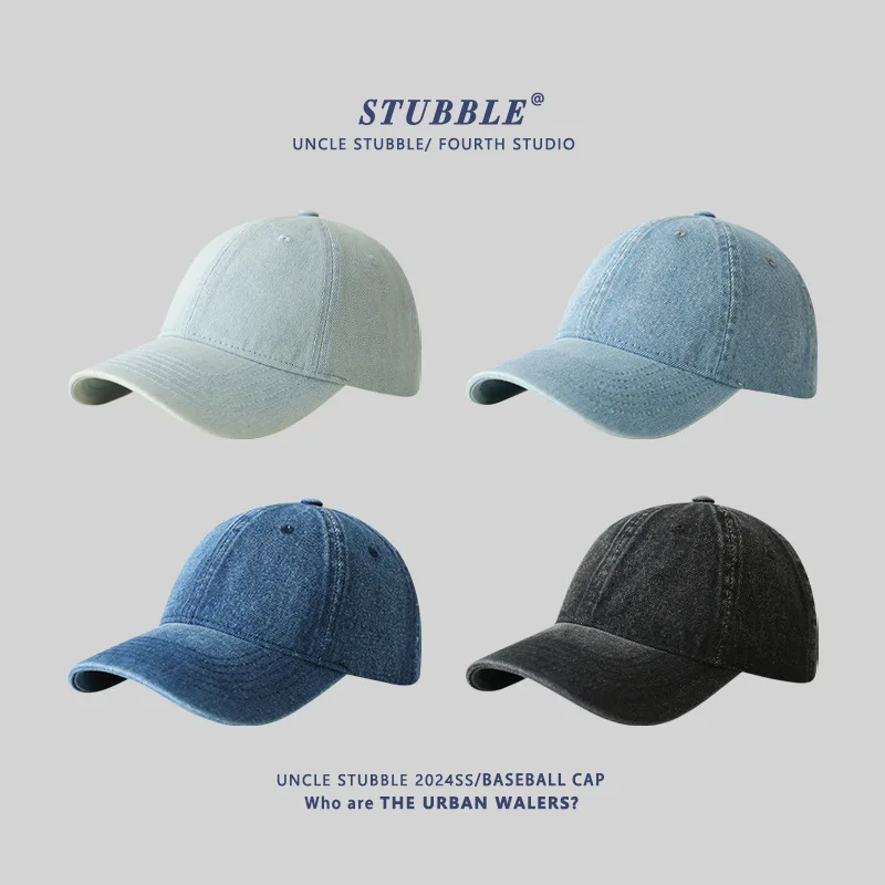 

Корейская версия универсальной однотонной легкой джинсовой бейсболки для мальчиков и девочек, японская простая ретро-модель с мягким верхом