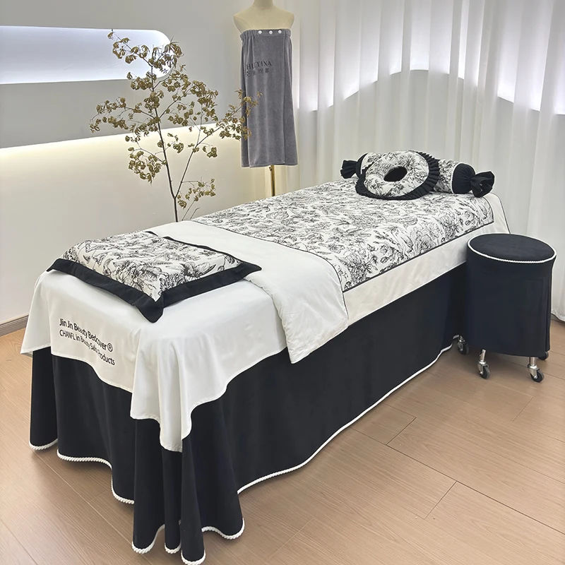 

Beauty bedspread four-piece set, high-end beauty salon massage special bedding, beauty bed sheet customization