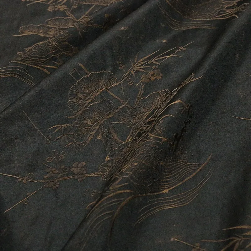 Silk Sanbo satin jacquard intangible cultural heritage ancient method Xiangyunsha washable fabric niche designer clothing ramie