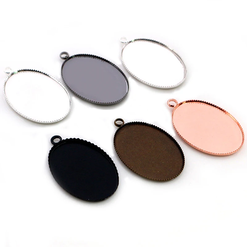 10pcs 18x25mm High Quality 6 Colors Plated Copper Oval Tooth Cabochon Base Cameo Settings Cabochon Cameo Base