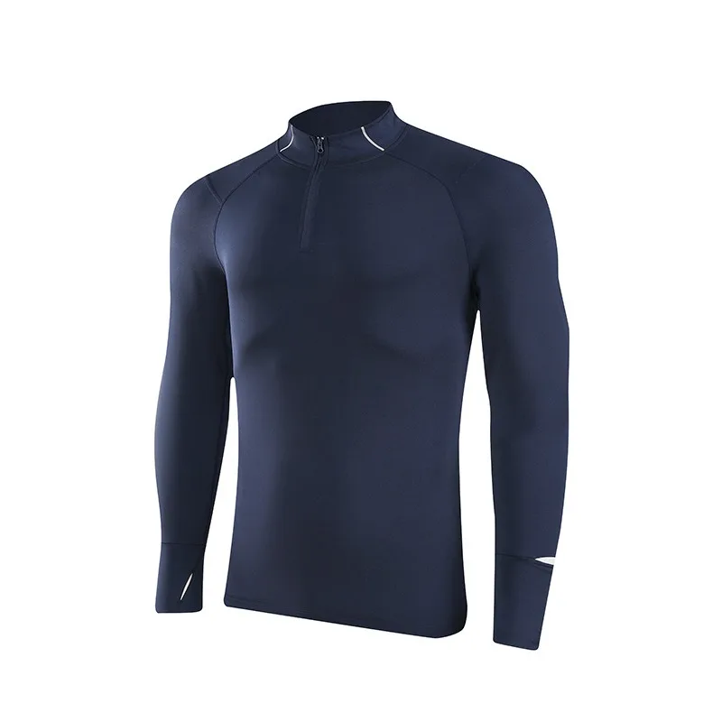 

Mens High Stretch Tight Quick Dry Running Fitness Training Long Sleeve Top Half Zip Stand Collar