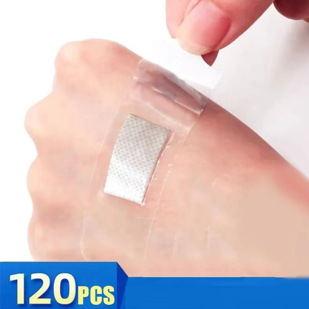 120pcs New PU Waterproof Band Aid Transparent Finish Adhesive Backing Adhesive Strips Breathable Bandage Strips Wound Care