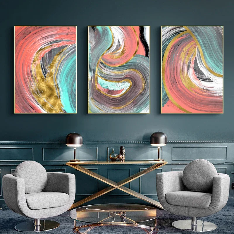 1pc frameless Canvas Painting Abstract Colored Textured Canvas Poster Wall Art Picture Wall Decorations, Modern Living Room and