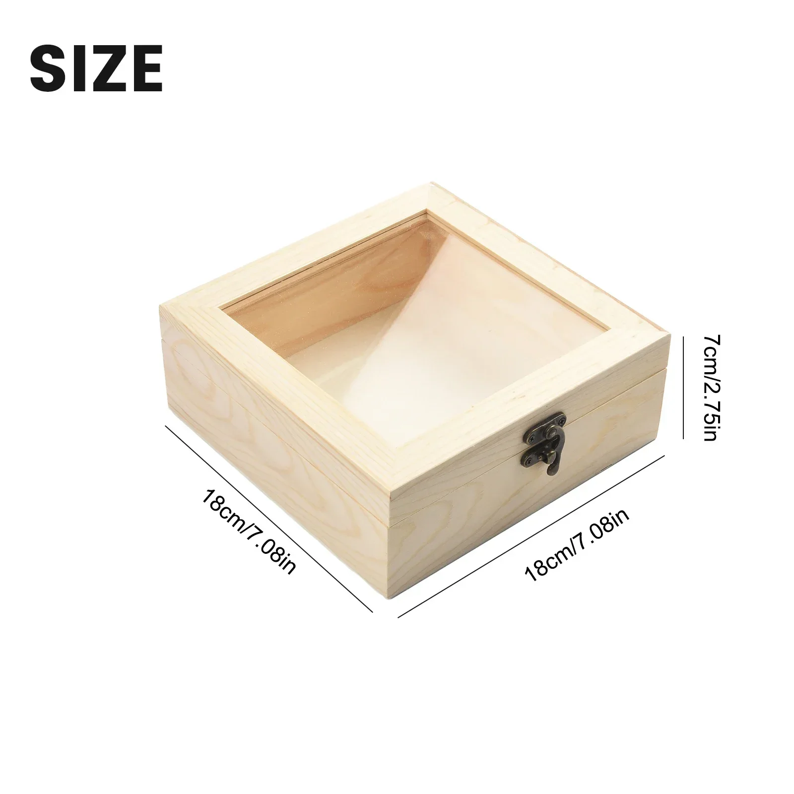 Treasure Chest Storage Box Craft DIY Display Box Hinged Jewelry Box Personalizing Pine Souvenir Wooden Box 1pcs