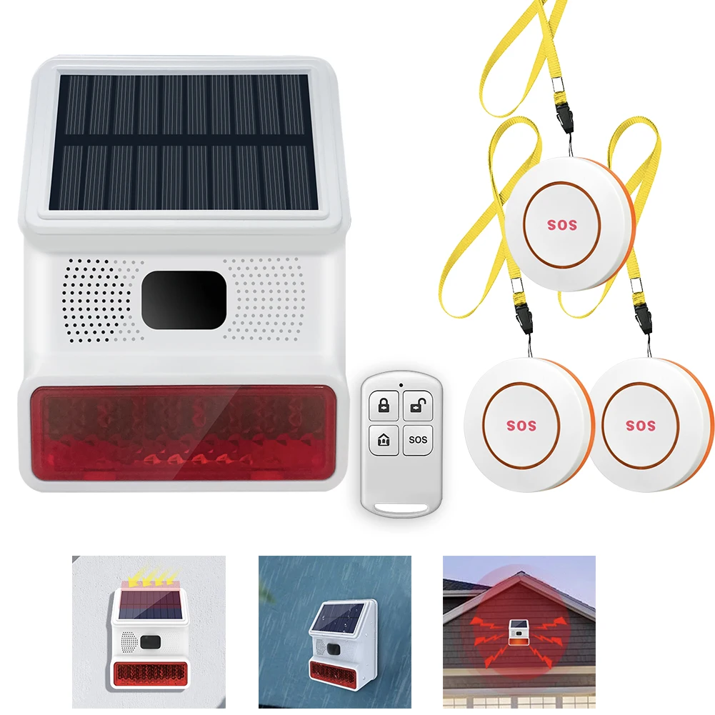 

Solar Siren alarm Home security system 433mhz wireless intruder burglar SOS Call detector Door/window Contact