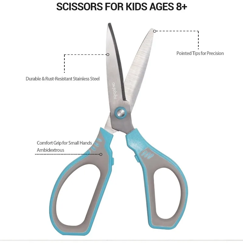 Student Scissors 2-piece Set with Comfortable Grip and Steel Knife (Blue+Green) Convenient and Practical Handmade Tool