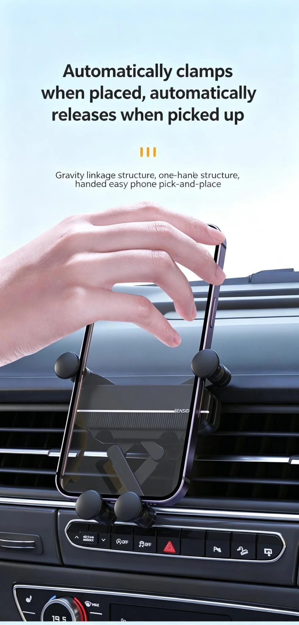Gravity Sensor Car Phone Holder Auto Lock Air Outlet Mount 360° Rotation Universal for Smartphone Navigation Stand