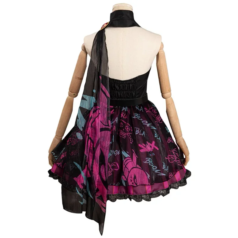 Arcano: disfraz de LOL Jinx, vestido de bruja, trajes, traje de Carnaval de Halloween para mujeres y niñas M17