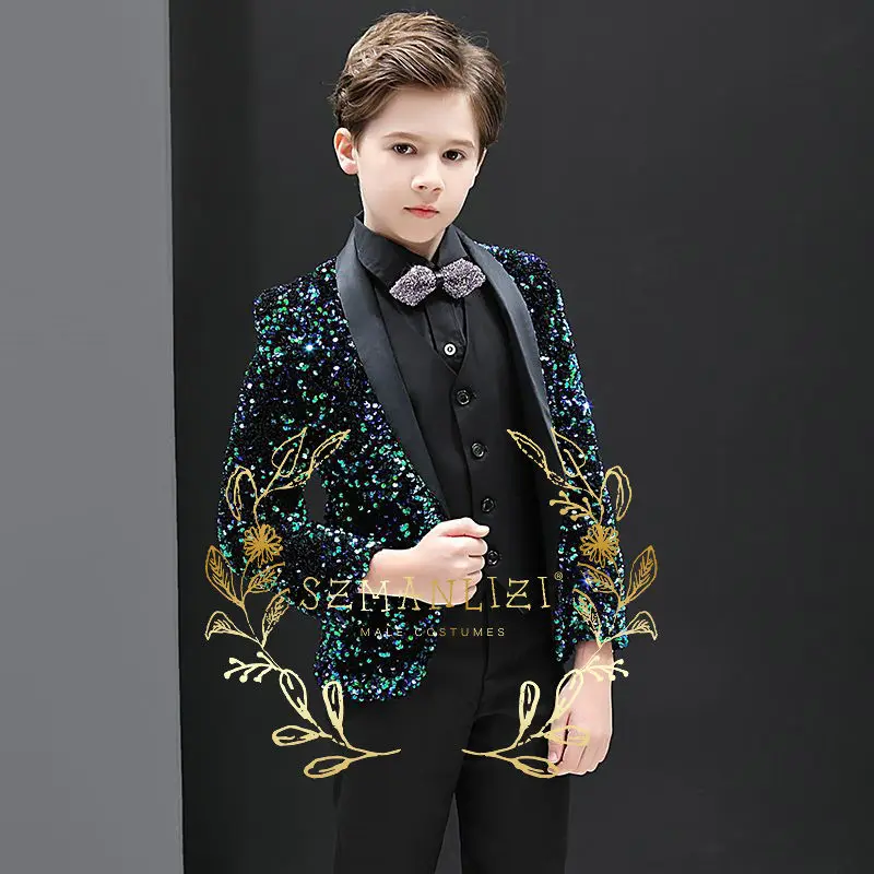 Blazer For Boys Shawl Lapel Jacket Kids Formal Outfit for Wedding Tuxedo Costume Enfant Garçon Boys Clothes 4yrs to 12yrs