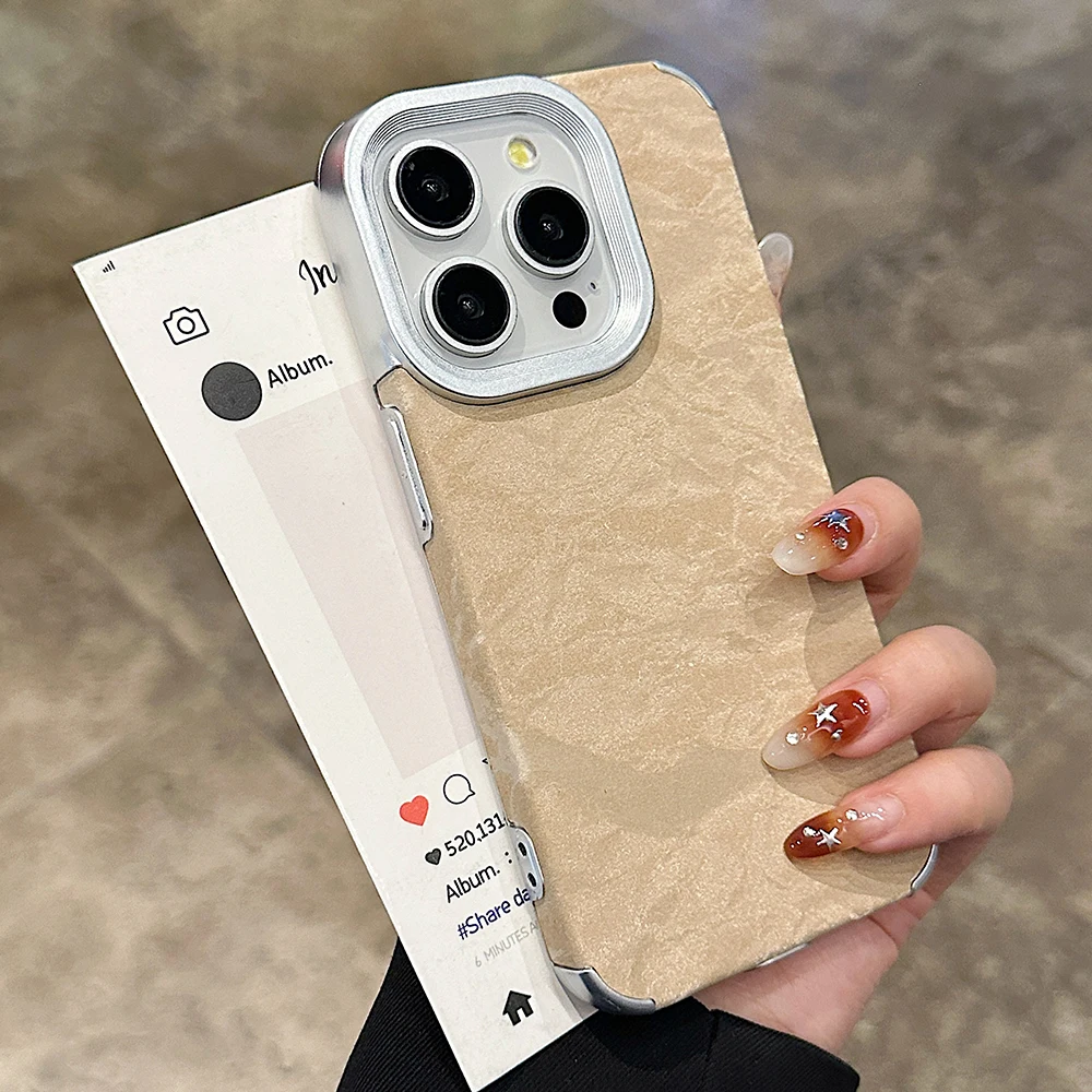 

Desert Gold Snow Velvet Pattern phone case for iPhone 16 15 14 13 12 11 Pro Max plating full camera shockproof soft back cover