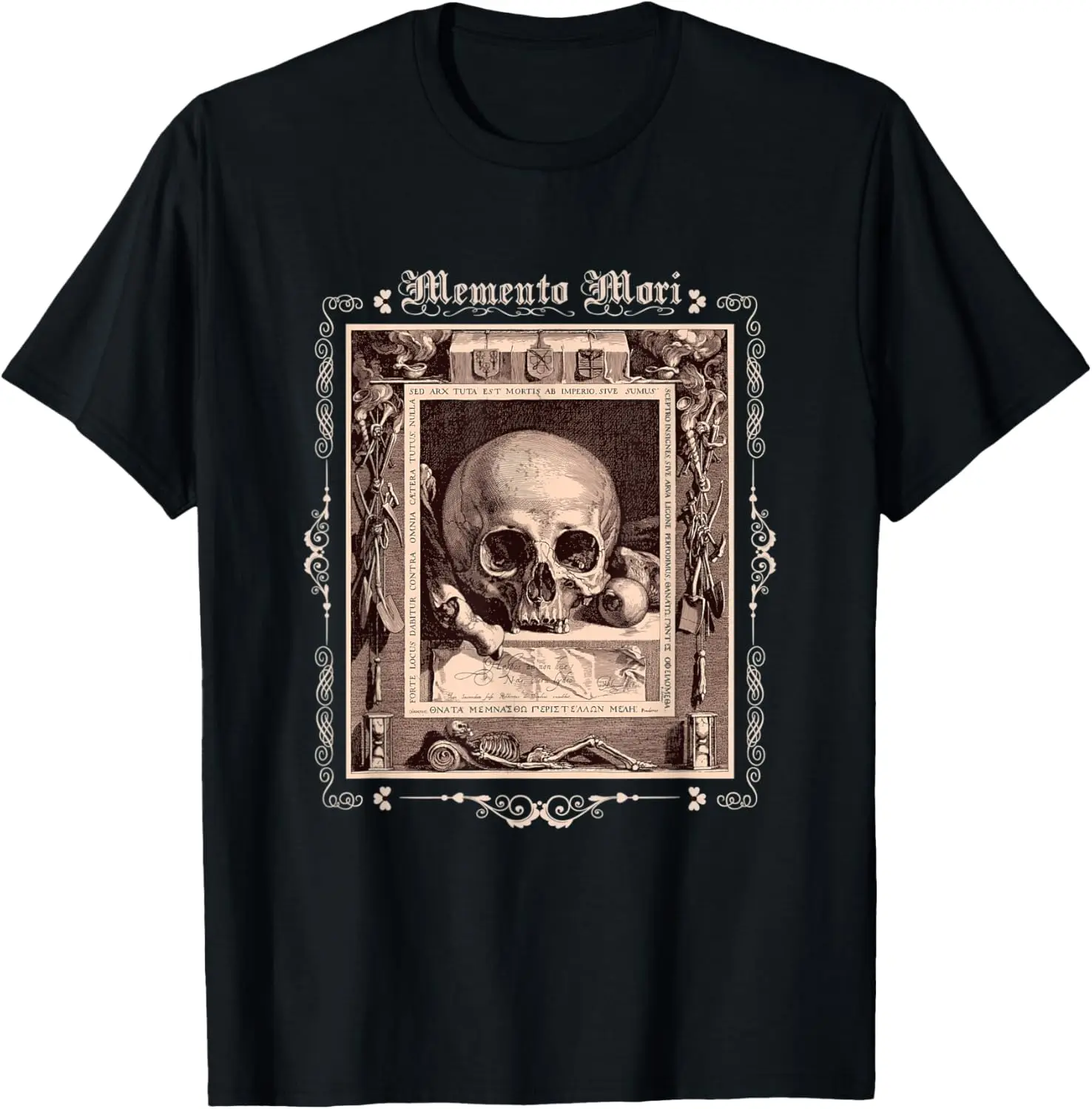 Memento Mori Skull Hourglass Gothic Witchy Dark Academia T-Shirt