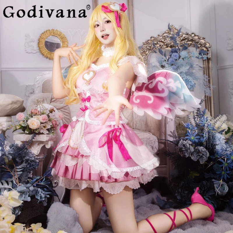 Hoshimiya تأثيري أنيمي تنورة مجموعة المرأة الحلو لوليتا زي تنورة مع أجنحة ل Hallowmeens الإناث عيد الميلاد لعب الأدوار الدعاوى