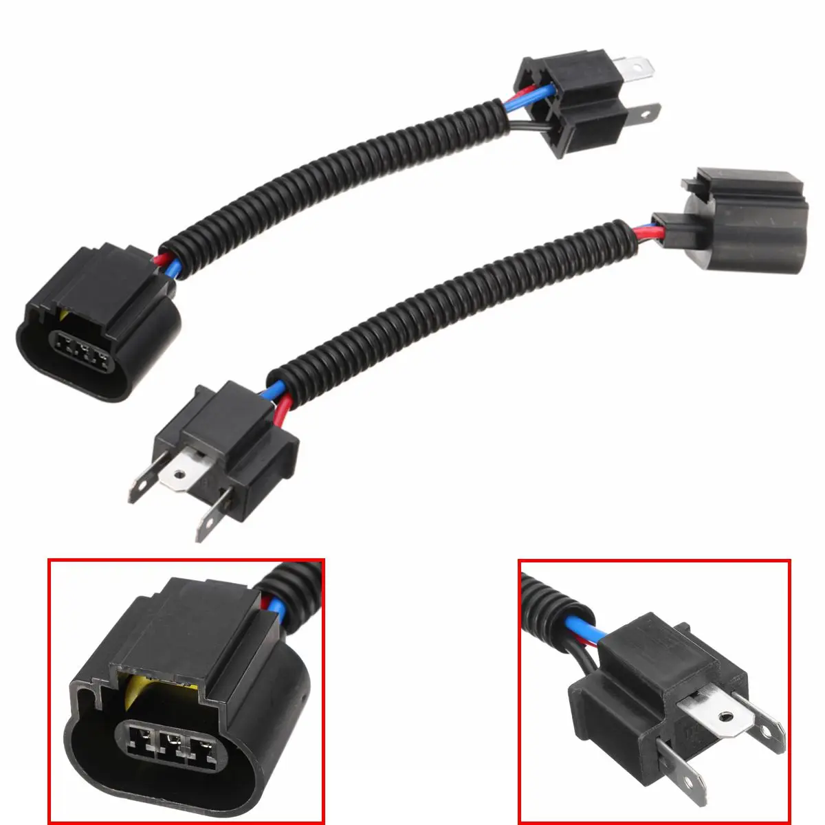 Female Socket Plug Connector Adapters Wire Harness Pair LED Headlight H4 9003 Male to H13 9008 For Ford/Dodge