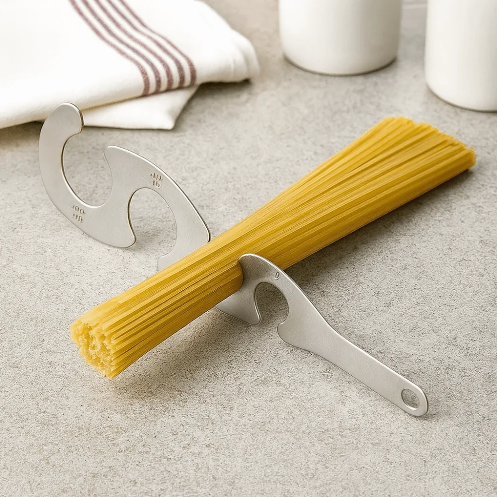 4 Holes Spaghetti Measure Tool S Shaped Easy Clearing Pasta Measuring Scale Stainless Steel Portable Spaghetti Measuring Tool
