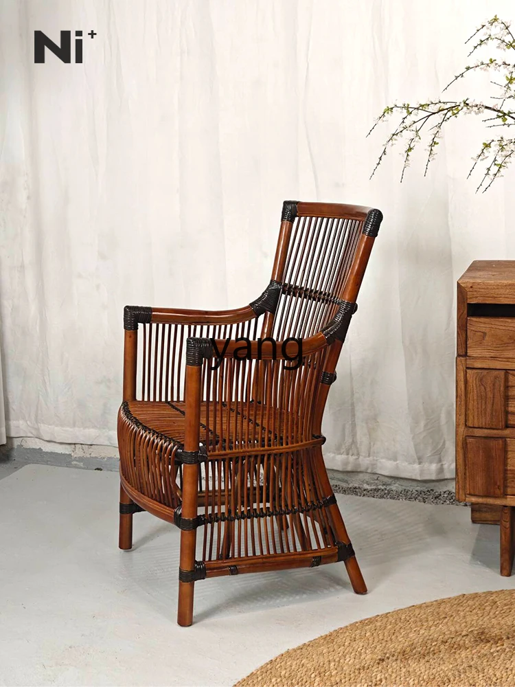 

LMM wabi-sabi wind rattan woven single balcony terrace outdoor high back lounge chair