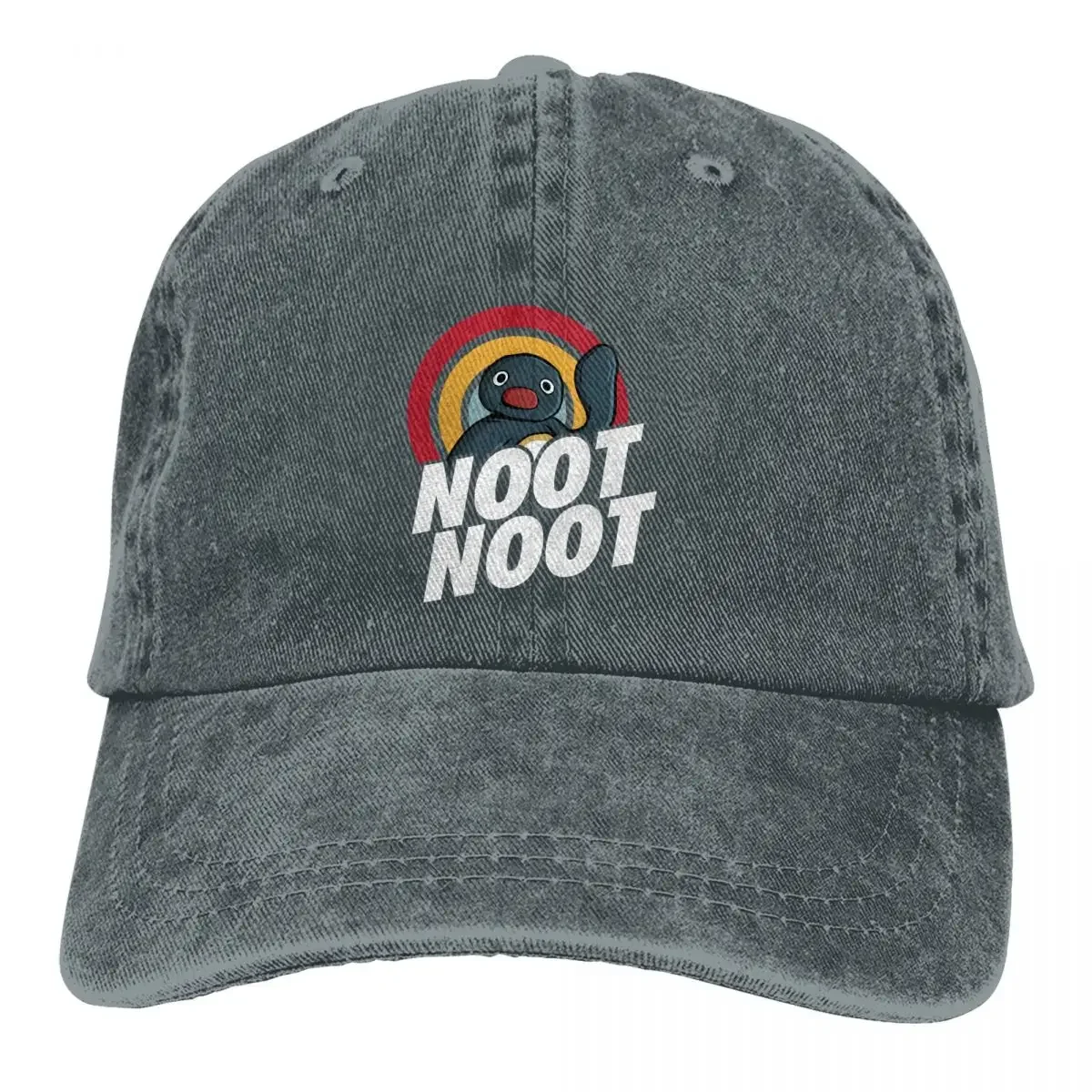 

Vintage Rainbow Distressed Baseball Cap Men Hats Women Visor Protection Snapback Noot Pingu Pinga Penguin TV Caps