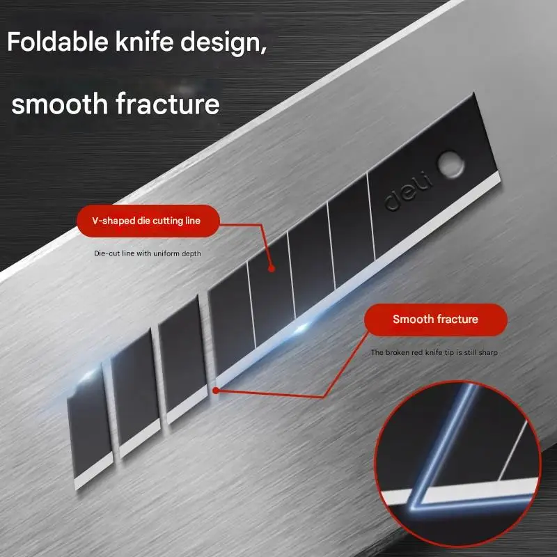 Deli Cutter Blades High-Quality Black/Silver Alloy Steel Replacement Blade Fit for All Type Knife, Use in Home Office Art Crafts