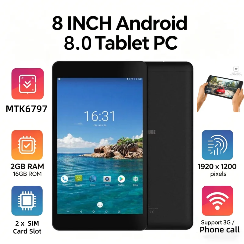 8 INCH T10 M8 RAM 3GB+ROM 32GB EMMC 3G Android 8.0 Tablet PC 1920 X 1200 Pixels MTK6797 10-Core 1.6GHz 3G / 4G Phone Call