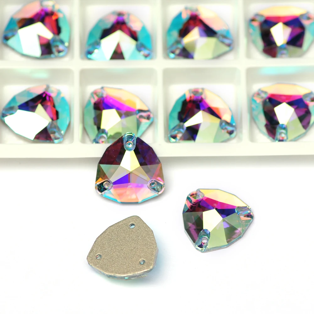 Glänzende, bunte AB-Trilliant-Form-Aufnähsteine, Glitzerkristall-Nähzubehör für Hochzeits-/Kleider-/Schuhdekorationen – Detail 6