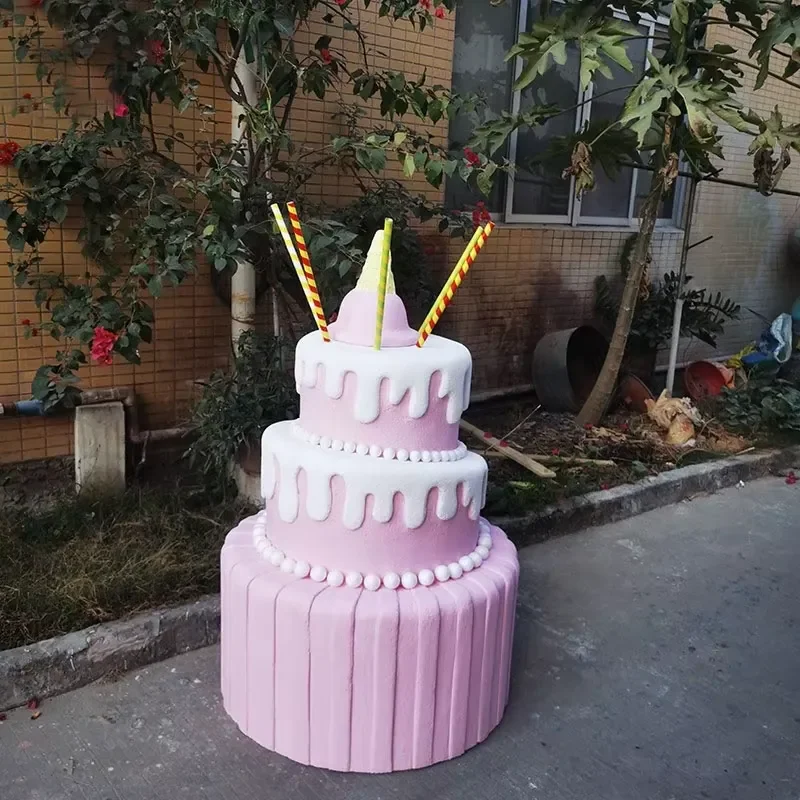 Custom Resin 3D Food Statue Foam Cake Candy Props for Wedding Stage Decoration Party Display Artificial Dessert Model