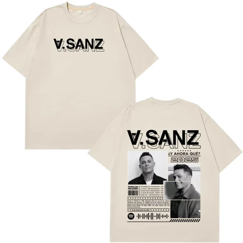 Singer Alejandro Sanz Double-sided Print Fashion Tees Men Women Gothic Punk T Shirts Cotton Hip-hop Vintage T-shirts Streetwear