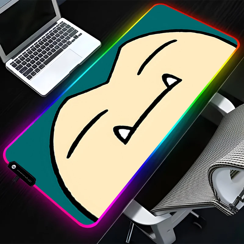 

RGB LED Mouse Pad Rubber HD Mousepad Computer Gaming Accessories Keyboard Pad Office Decoracion Desk P-pokemon Snorlax Mouse Mat