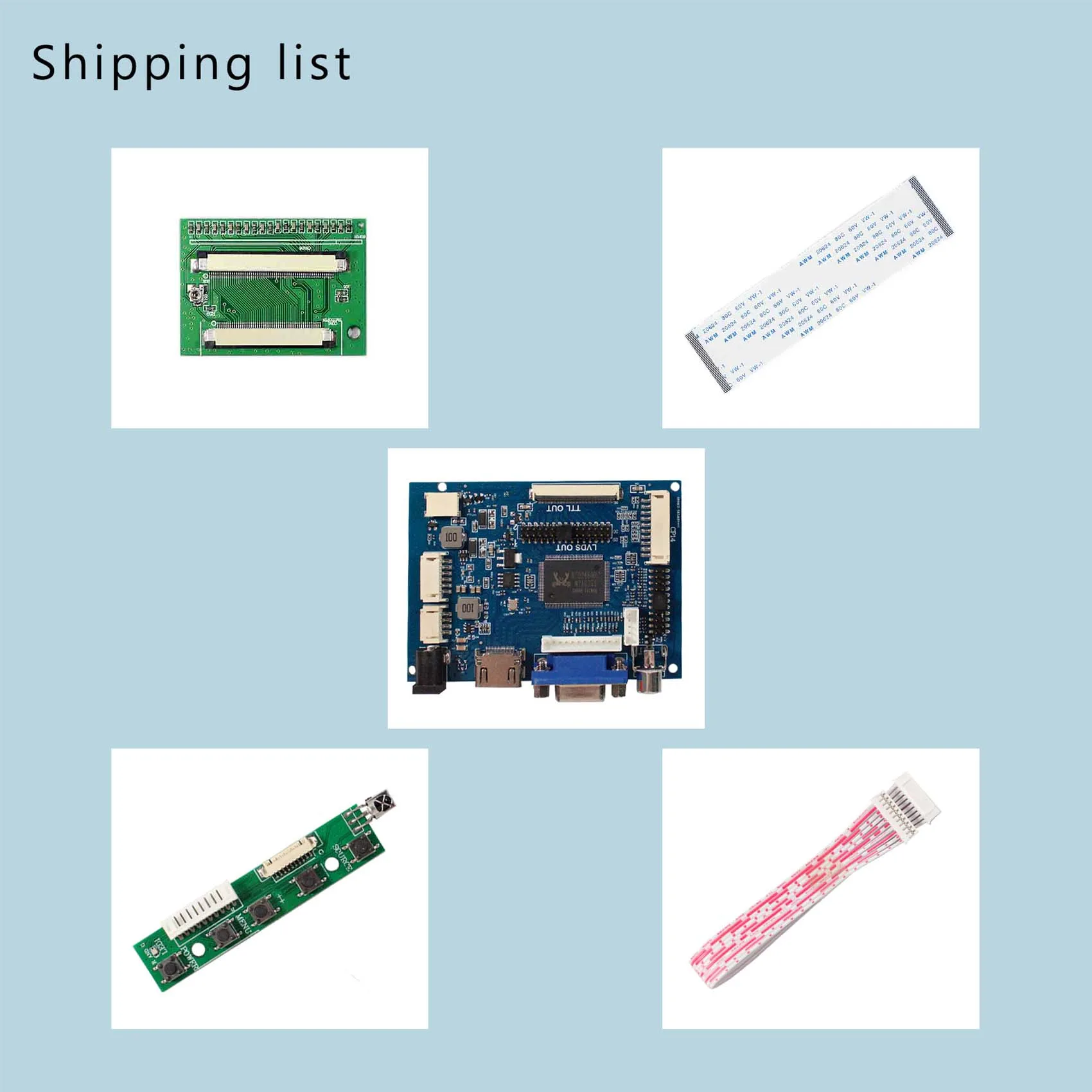 12V Inverter Circuit Board 50To60Pin Converter Pcb Board Vga 2Av Lvds Ttl Tft Controller Board for 6.2'' 7'' 8'' Lcd Screen - view 3