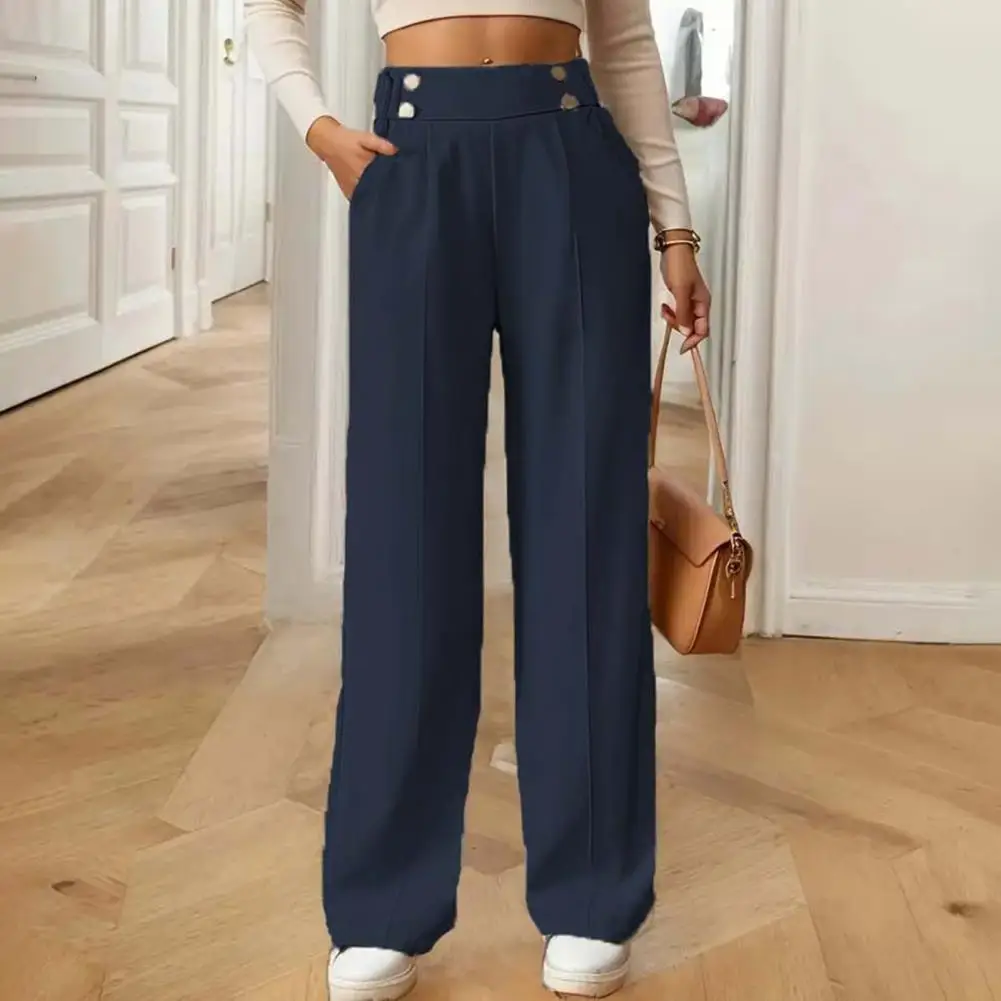 Women's High Waist Wide Leg Pants 2025 Floor Length Trousers Straight Long Pants Office Female Loose Straight Leg Pants ﻿