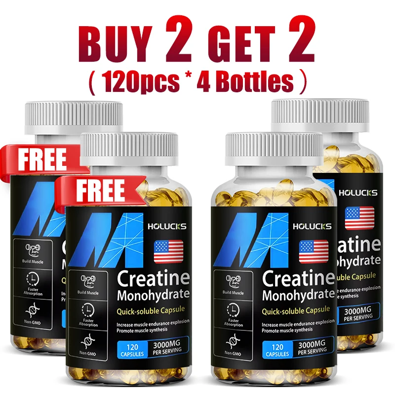 

Капсулы с чистым креатином моногидратом 3000 мг, с креатином HCL и пируватом, для повышения силы, восстановления и роста мышц