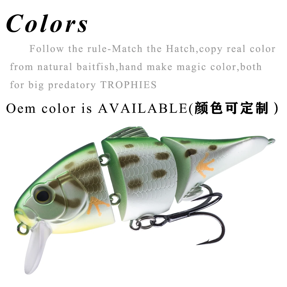 Chans Huang 7,5 cm 10,2g/2,95 Zoll 0,36 Unzen schwimmender Vib Swimbait 2 Gelenke Bass Barsch Forelle Angeln lockt künstlichen Segment Köder – Detail 7