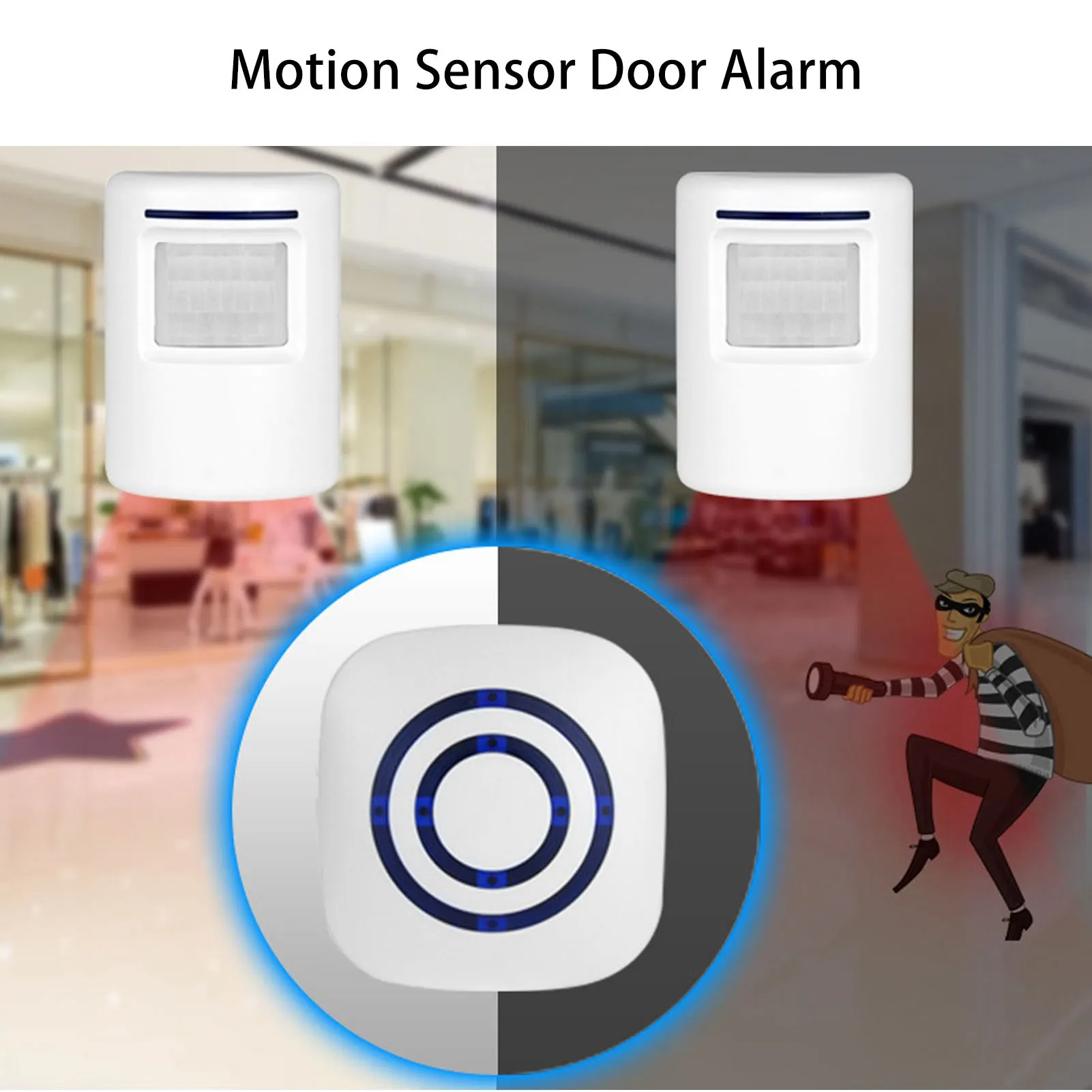 ZK30 Infrared Sensor Doorbell Wireless Trigger Alarm Door Entry Welcome Doorbell for Shop Office