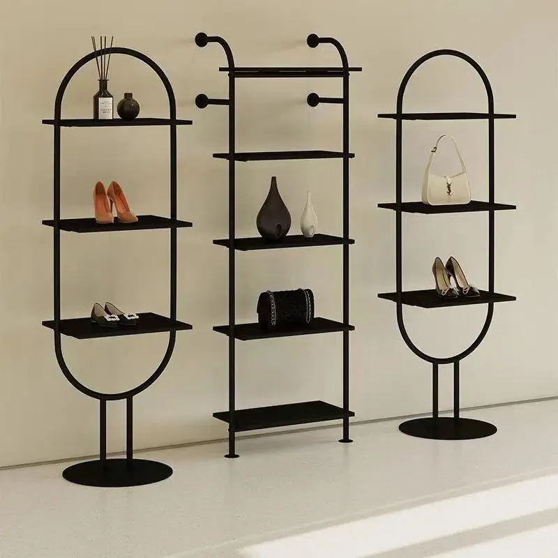 custom.Salon Wall-mounted Display Shelves, Multi-tiered Nail and Beauty Product Display Racks, Floor-standing Black Shelve