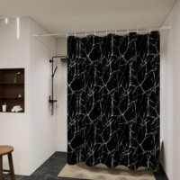 Fashionable and versatile black marble bathroom partition curtain, bathroom shower curtain, and toilet partition shielding curta