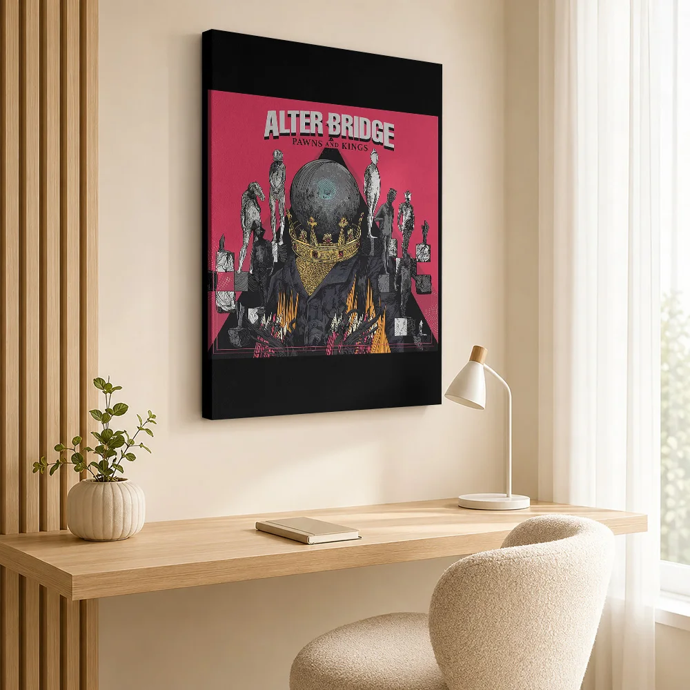 Alter Bridge Pawns And Kings Skull Canvas Print Personalized Photo Illustrated Wall Art For Listening Lounge, Concert Fan Gift