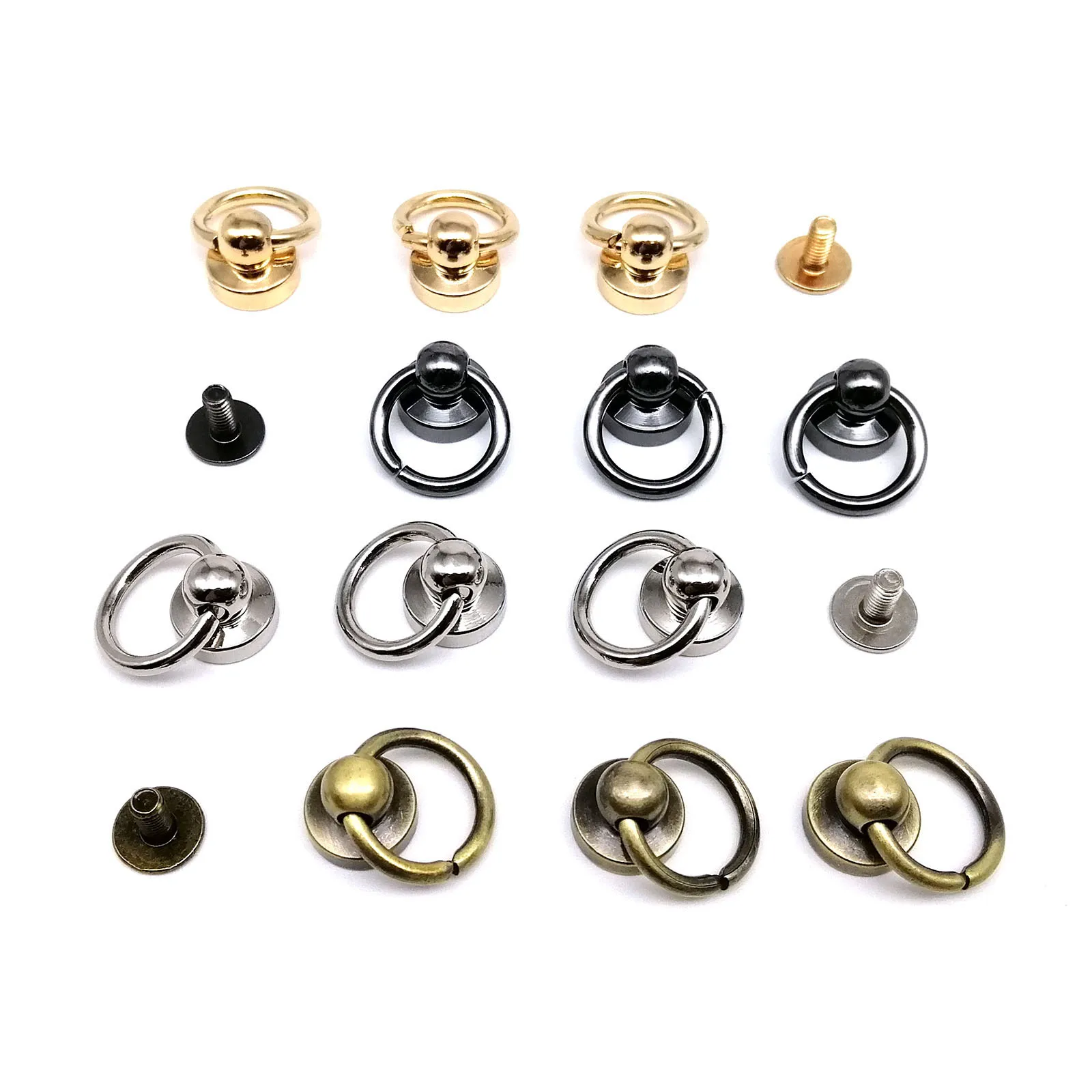 HZYUEGOU 10 Stück Hochwertige Massivmessing-Kugelnieten mit Schraubverschluss Chicago-Schraubnieten mit O-Ring für Ledertaschen und Gürtel – Detail 4
