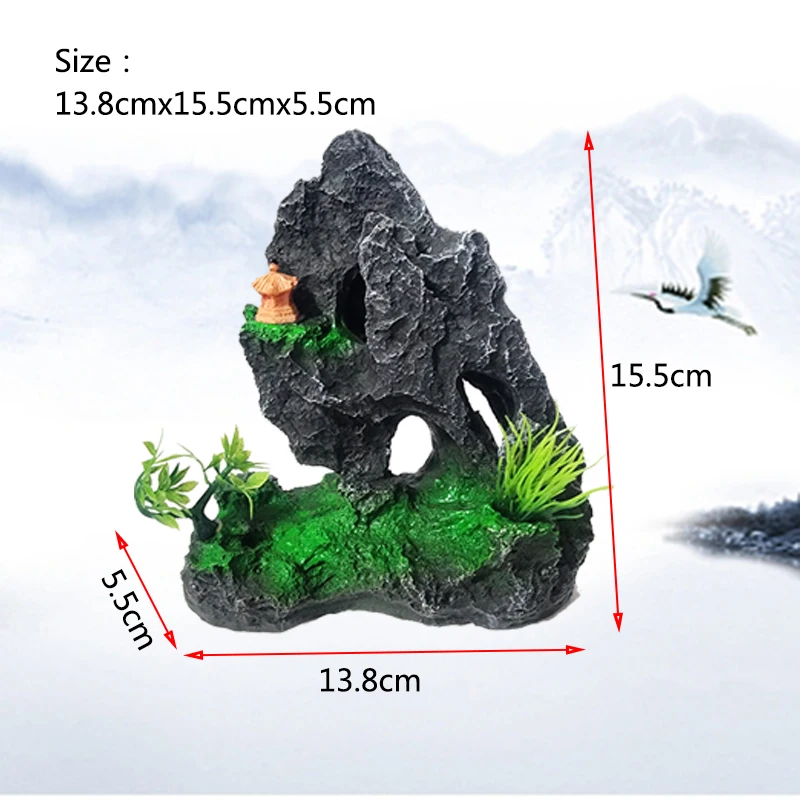 Harz Aquarium Steingarten Berg Dekoration Künstliche Ansicht Felsen Höhle Stein Baum Aquarium Ornament Aquarium Dekor Hause Neue