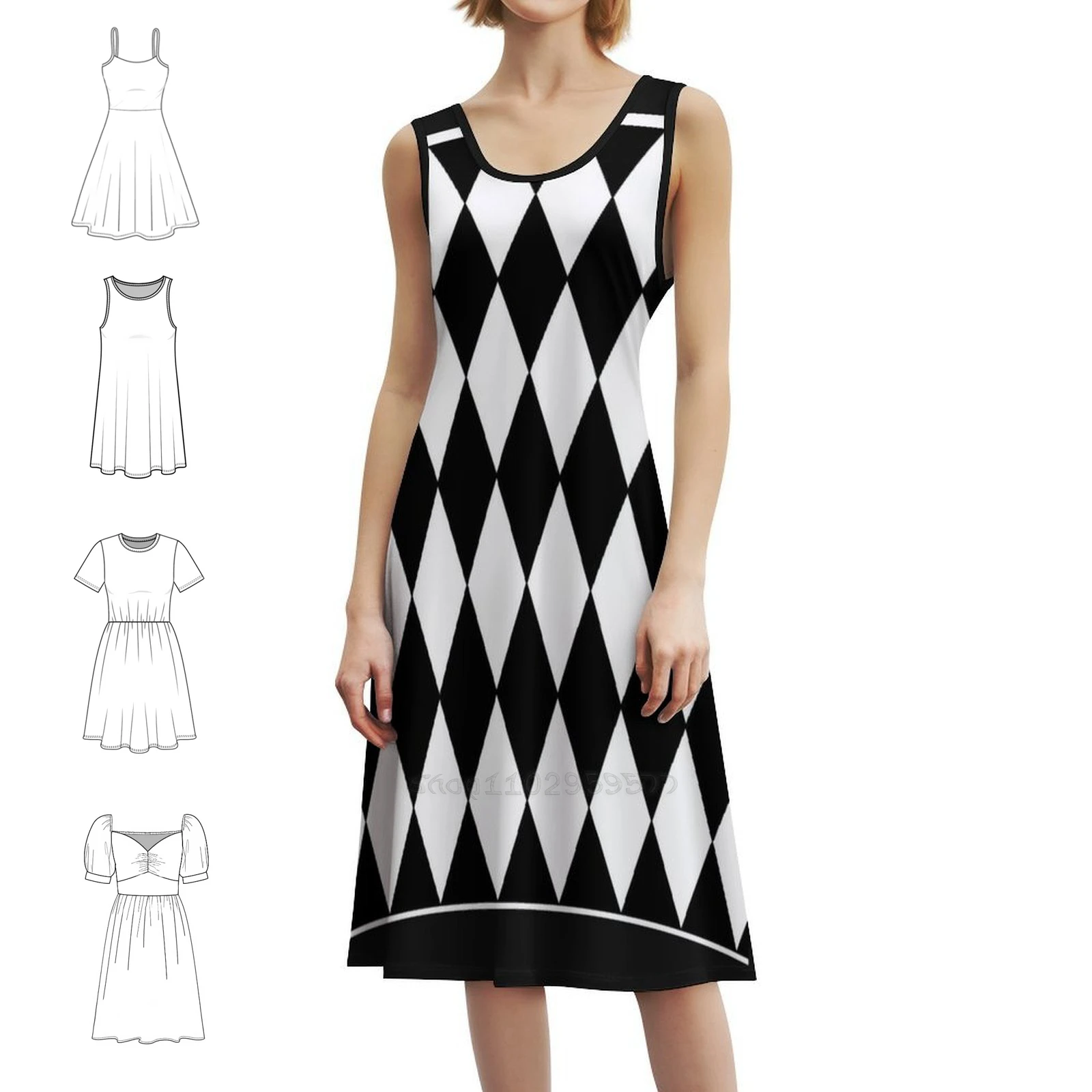 

Черно-белое платье с вырезом в форме сердца, элегантное летнее праздничное платье для женщин, черно-белая, черно-белая, с бриллиантами, женская одежда