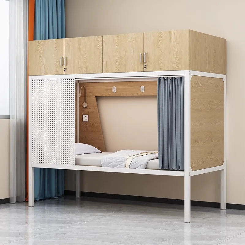 Upper cabinet and lower bed Space capsule Closed iron frame bed Small apartment artifact Upper storage Lower sleeping person New