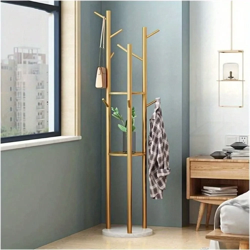 Modern Marble Coat Rack Stand Gold Hat Clothes Hanger Hall Tree f Jackets Scarve