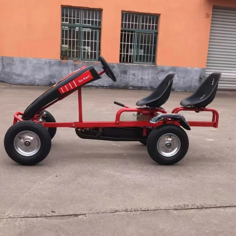 Outdoor Unique Steel Frame Tandem Kart Patent-Design Pedal Go Kart for Resorts & Family Attractions Zero Electricity