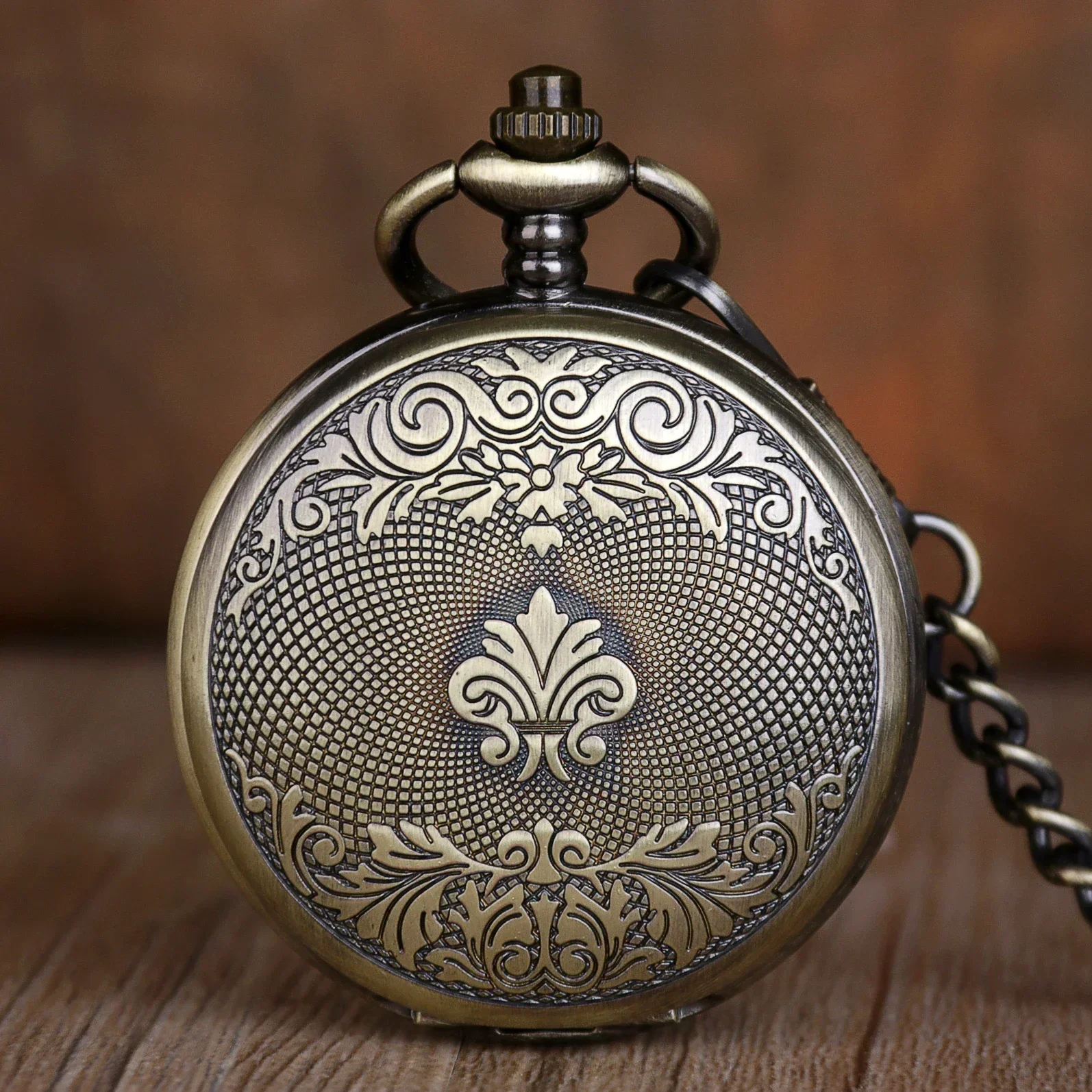 10pcs/lot Wholesale Antique Vintage Mechanical Men's Pocket Watch Double Face Roman Dial Clock Hand Wind FOB Watch Chain Gift