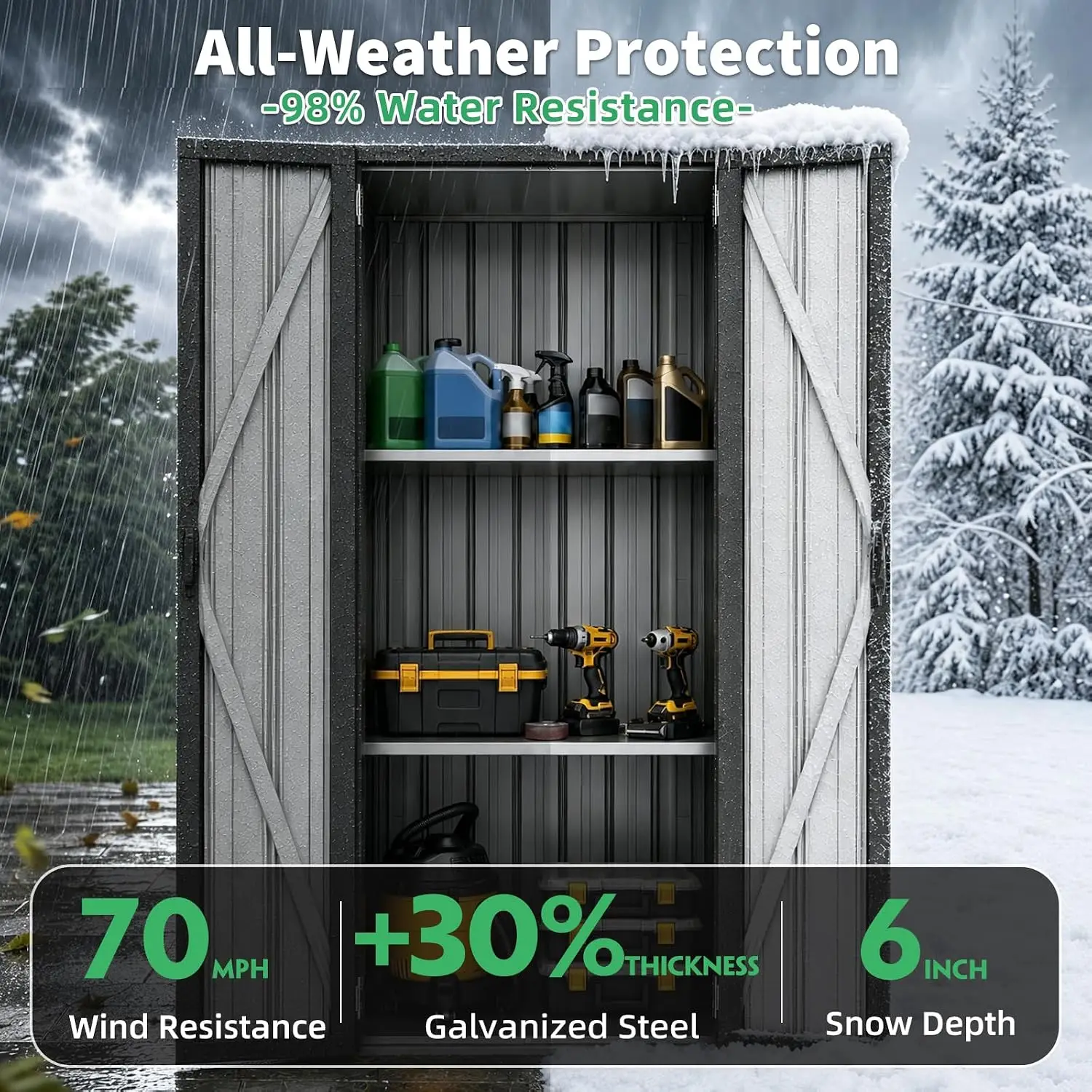 AECOJOY Outdoor Storage Cabinet Waterproof 70