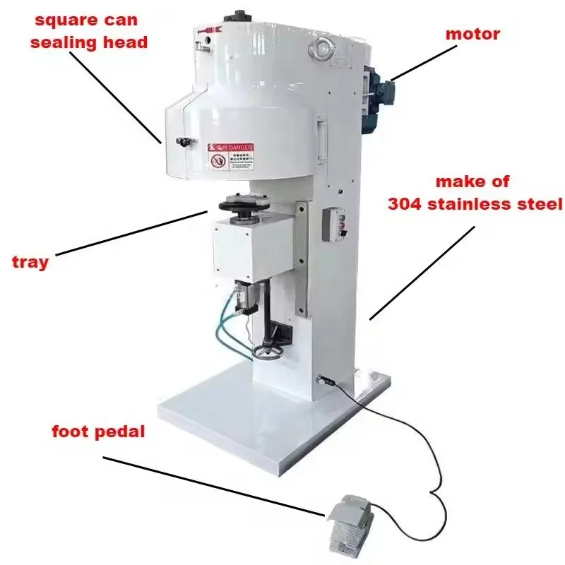 Semi Automatic Rectangle Square Tin Can Sealing Machines Luncheon Meat Canning Seaming Sealing Machine With Pedal