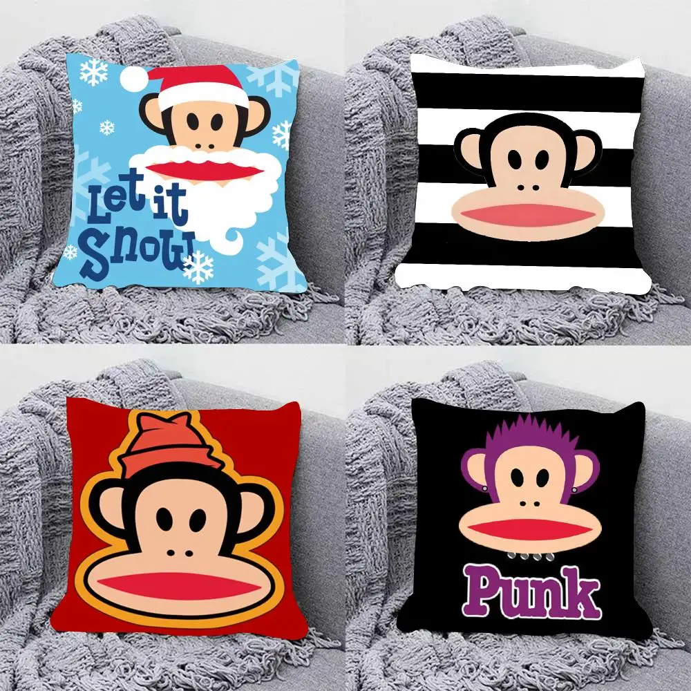 P-Paul Frank Cushion Cover Soft Plush Pillowcase Double Side Cozy Cushion Cover Aesthetic Sofa Home Decor Gift