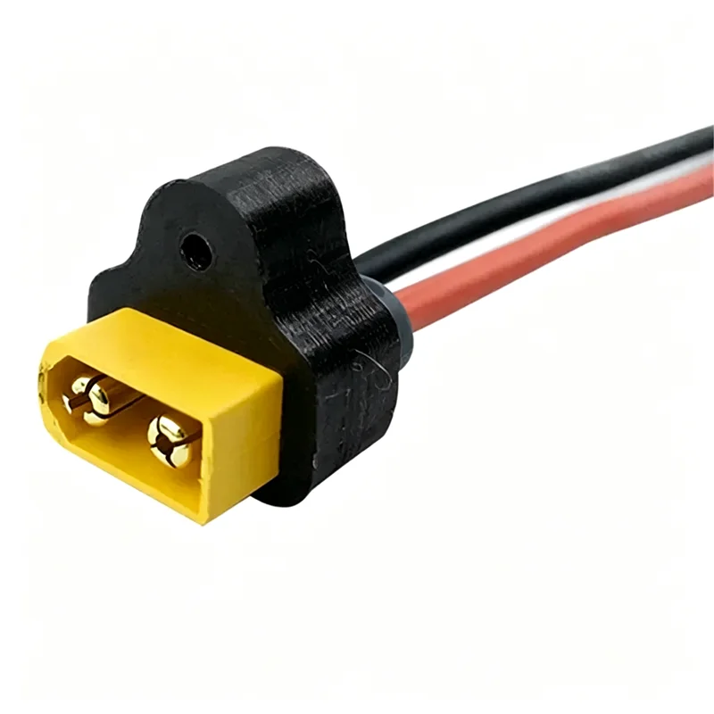 Black XT60 Power Connector 3D Printed Mount with Wire, Anti‑Drop Plug Holder Accessory for FPV Quad Frame