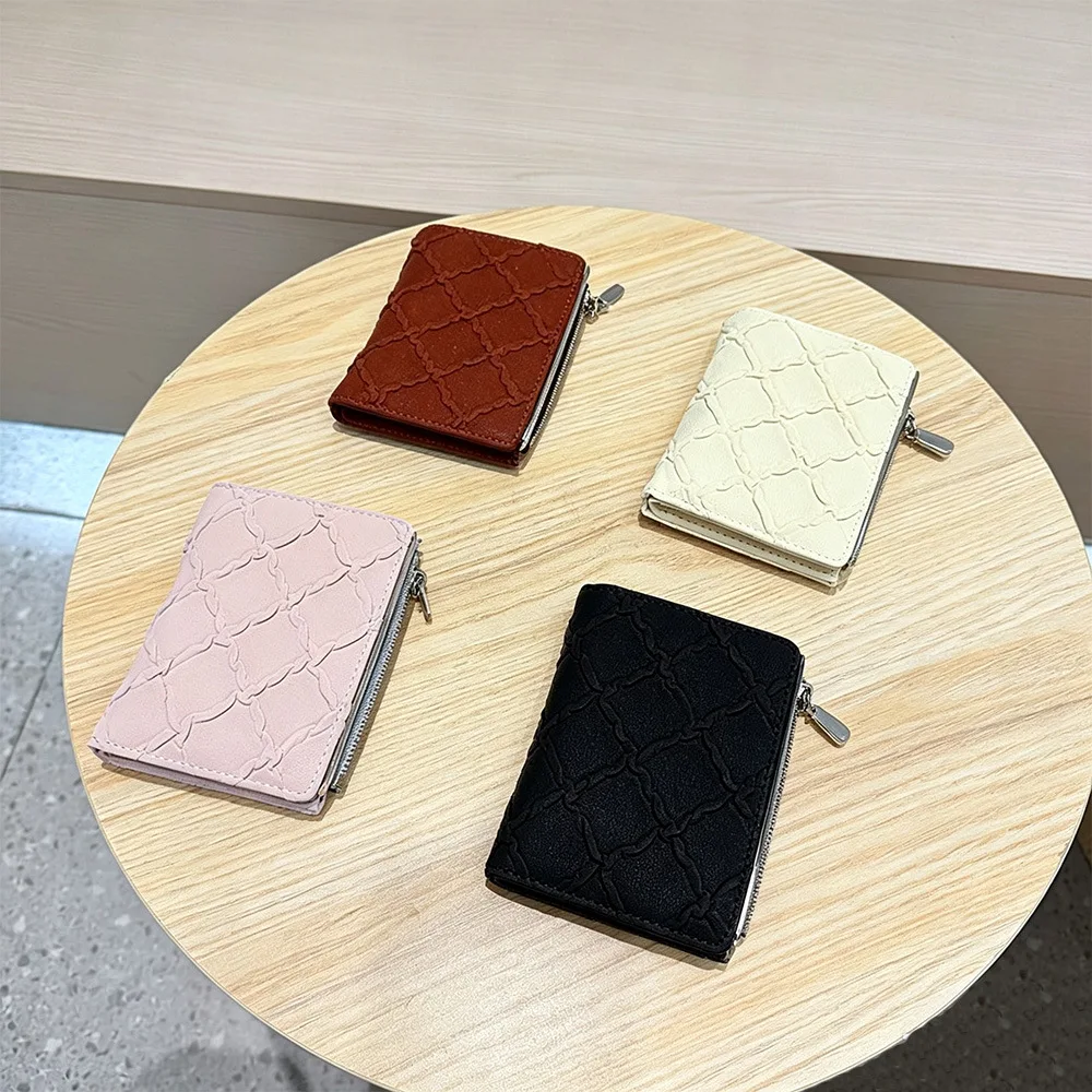 Women Knot Quilted Wallet Female Short Zip Purse Ladies Cute Card Holder Small Coin Pouch Sweet Clutch Bag Daily Pack