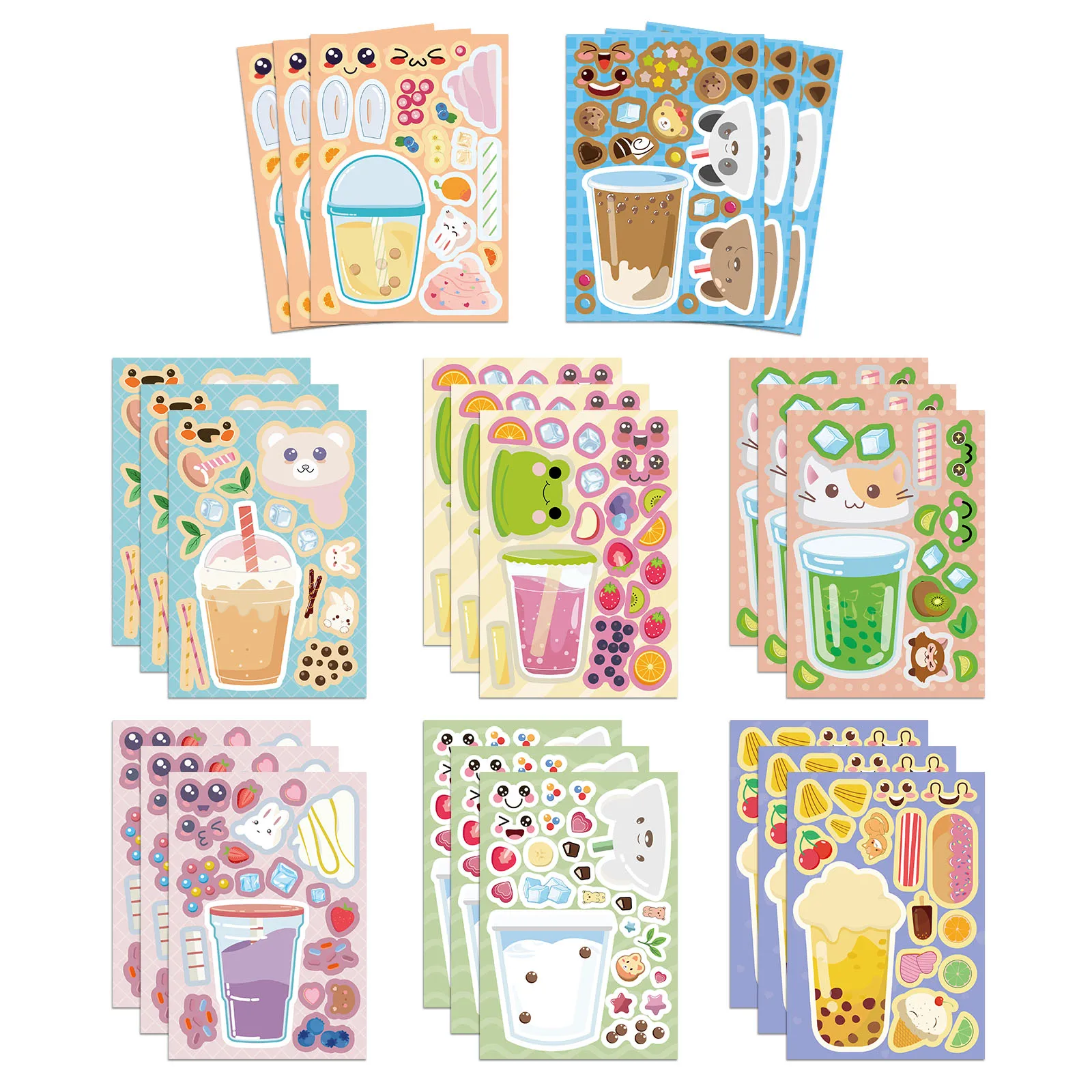 8PCS Milk Tea Collage Stickers DIY Accounting Materials Phone Cases Laptops Suitcases Water Bottles Waterproof Stickers